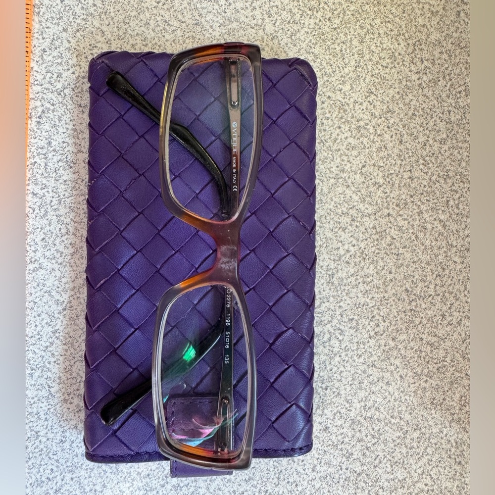 Bottega Veneta cell phone reading glasses card case purple, like new